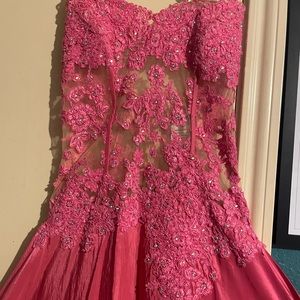 Pink Lace Prom Dress